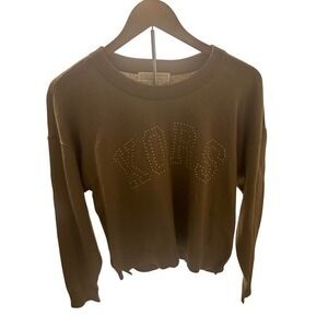 MICHAEL Michael Kors Womens Brown Embellished Logo Crewneck Sweater M NWT